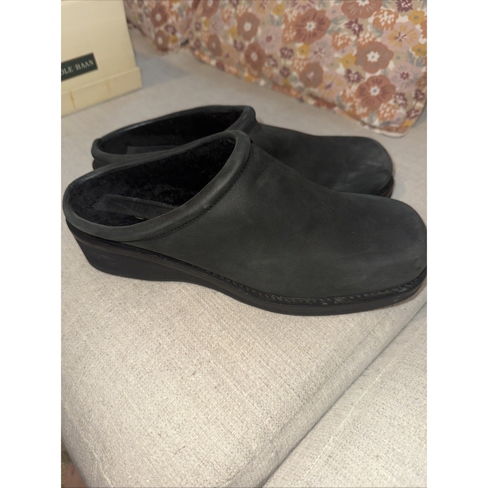 Cole Haan Women's Clog Mules Women's Size 9 Black Leather Slip On Shoes Lined